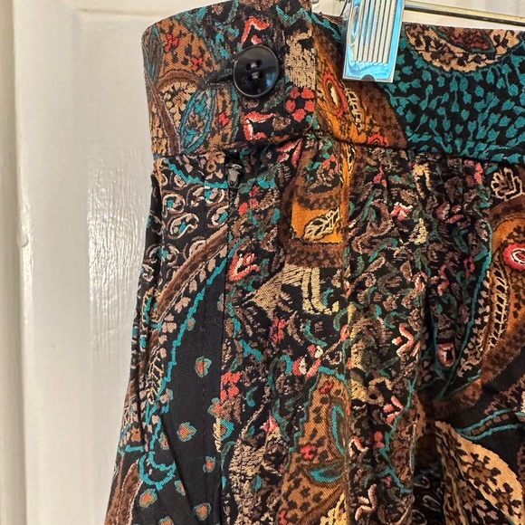 Paisley Print Midi Skirt in Teal and Brown - Picture 3 of 4